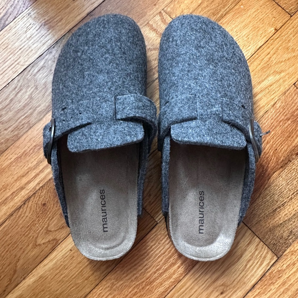Maurices Charcoal Felt Slip-On Clogs
